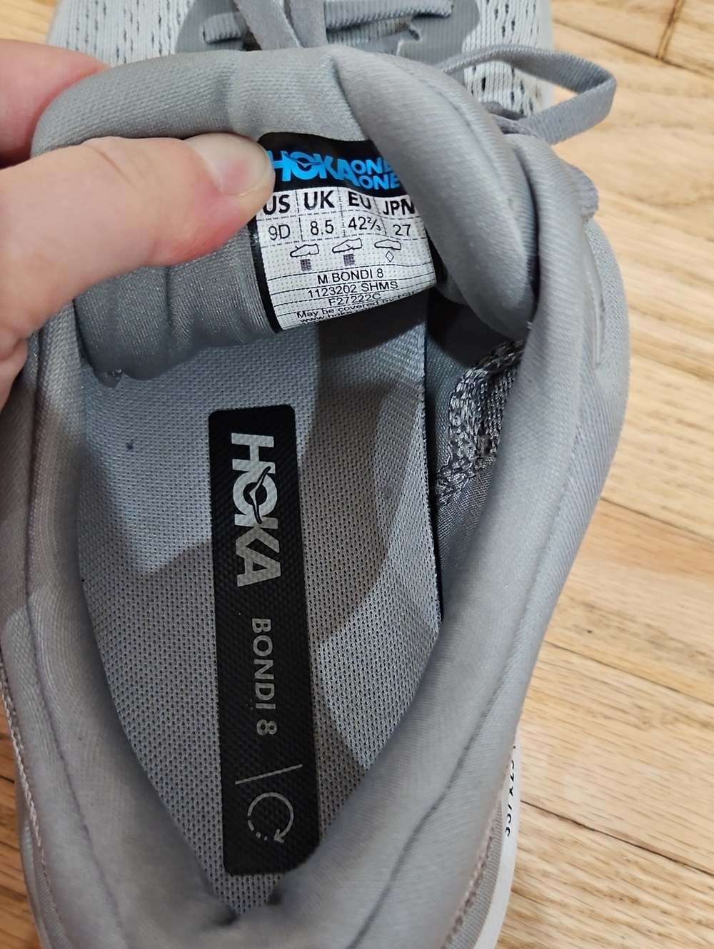 Hoka Gray and White Cushioned Running Shoes - Picture 3 of 5